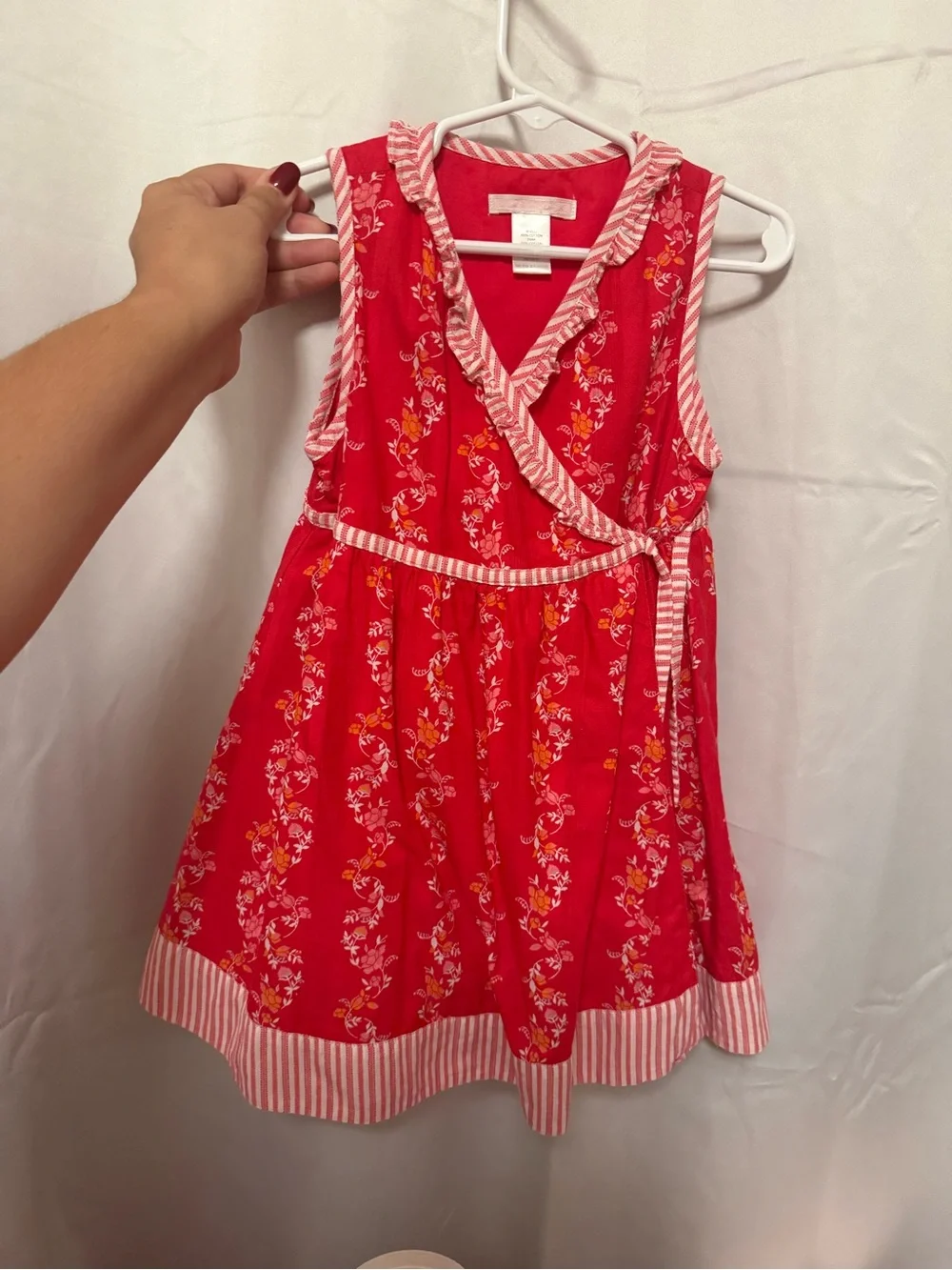 Vintage Janie and Jack Girls' Red Floral Wrap Dress and diaper cover